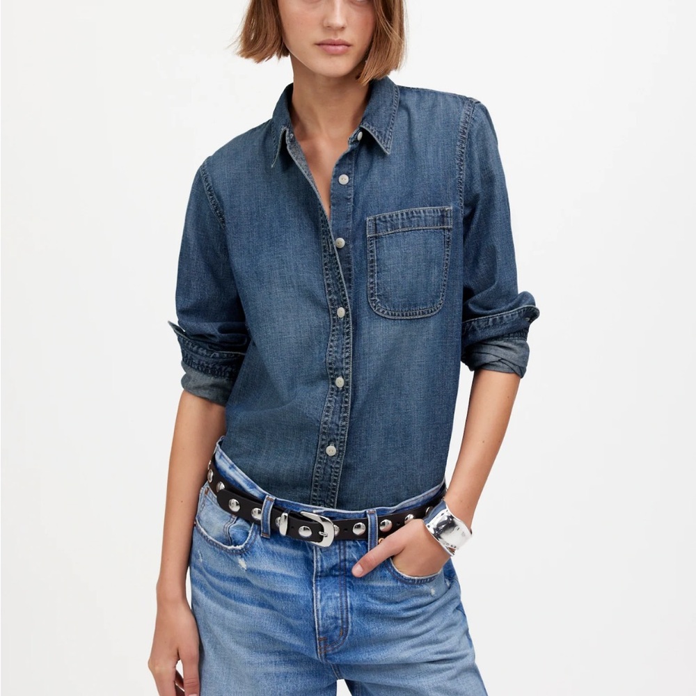 Madewell Denim Button-Up Shirt - Blue